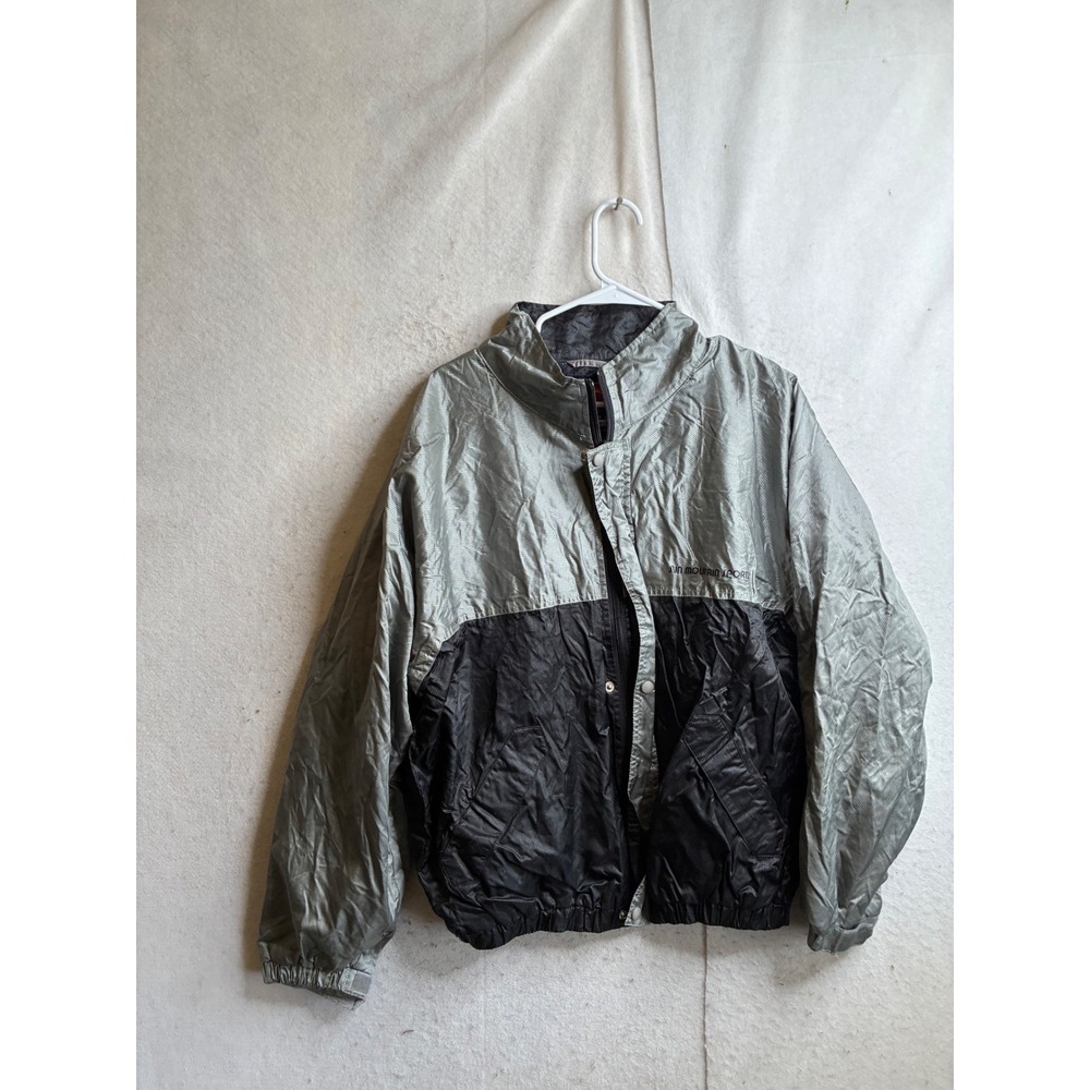 Sun Mountain Sports Rain Jacket Mens Medium Silver Black Zip Golf Windbreaker
